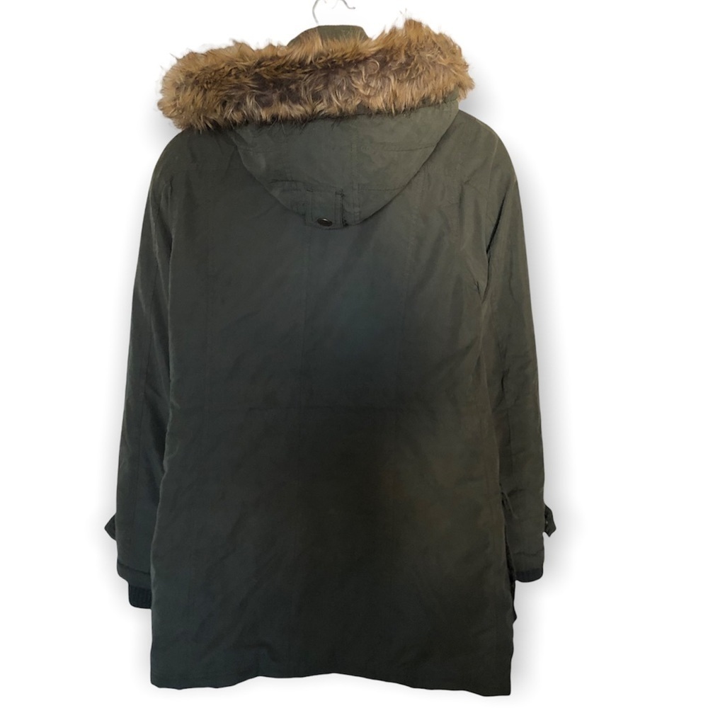 DKNY Anorak Coat faux fur hooded Olive green Size: - Picture 8 of 11